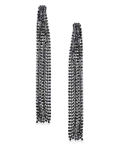 INC International Concepts I.N.C. Crystal Chain Linear Drop Earrings (Hematite)