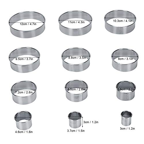 Round Cake Cookie Cutter Set, 12Pcs Portable Cutting Biscuit Donut Mousse Fondant Mould - Image 2