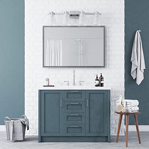 Image of Prominence Home Fairendale 4 Light Brushed Nickel Bathroom Vanity Light with Frosted Glass