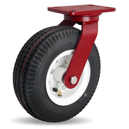 10" Hamilton S-7010-PRB Cush-N-Aire Pneumatic Swivel Plate Caster, 480 lb Cap