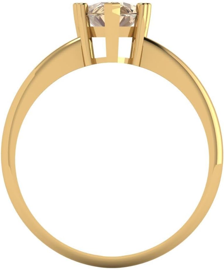 Clara Pucci 14K Solid Gold Engagement Ring for Women | 1.5 cttw Yellow Moissanite Pear Cut Solitaire | Real Yellow Gold Wedding Ring