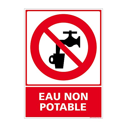 Signalétique.biz France - Panneau EN ISO 7010 P005 Eau non potable - Interdiction de boire l'eau - 75 x 105 mm - Adhésif vinyle