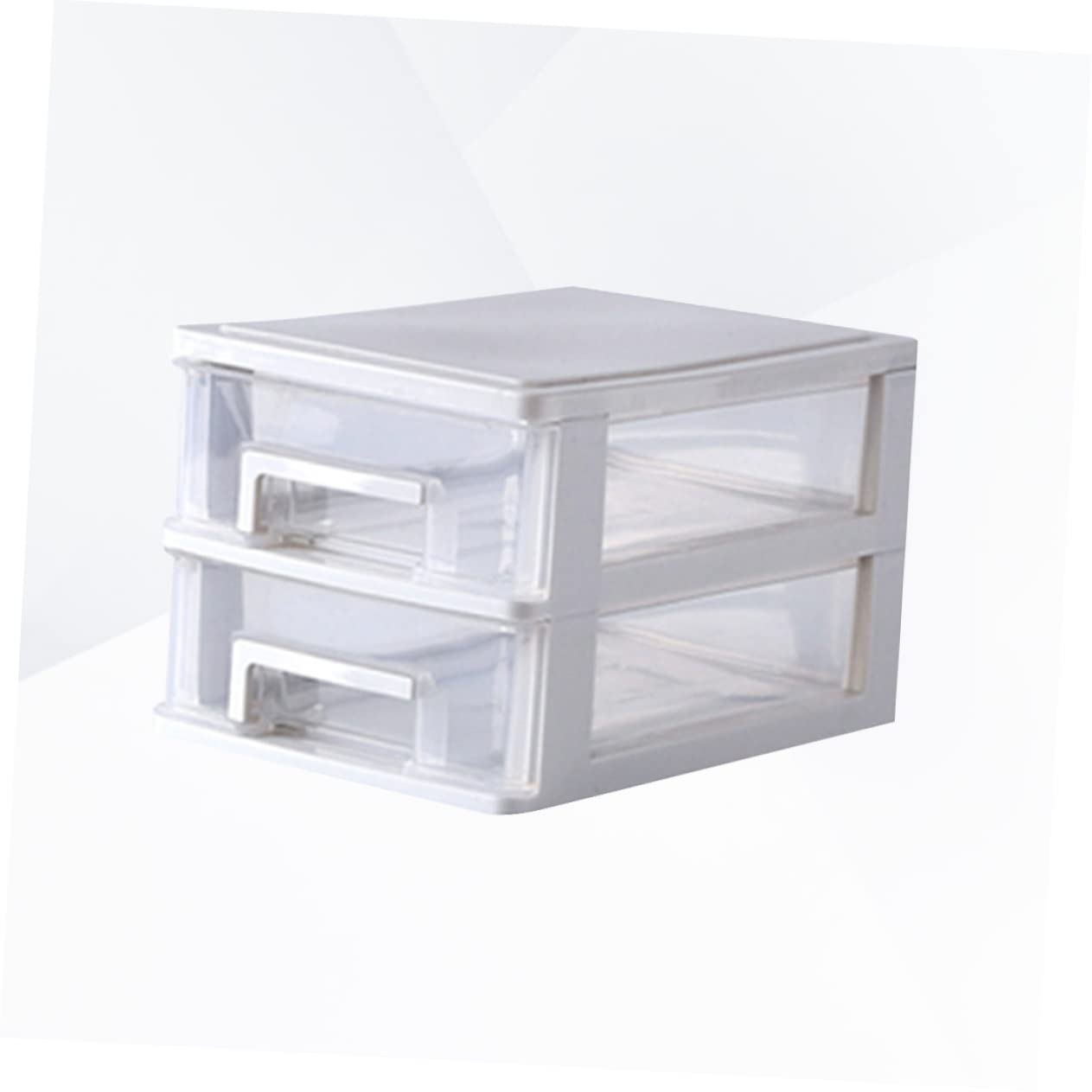 POPETPOP Cassettiera in Plastica Trasparente a Due Strati in Pp Cassetti Organizer da Scrivania Bianco Salvaspazio per Bagno e Ufficio