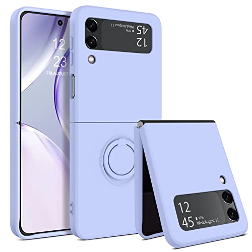 GaoBao for Samsung Galaxy Z Flip 3 5G Case, Galaxy Z Flip 3 5G Cover 6.7'', Silicone Soft Gel Rubber Bumper Shockproof Anti-Scratch Protective Case with Ring for Galaxy Z Flip3 5G 2021-Lavender Purple