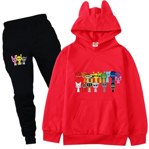 Sprunki Boys' Cat Ear Hoodie Set - Kids & Teen Sweatshirt & Pants