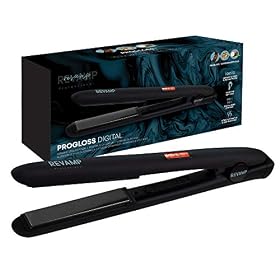 REVAMP PROGLOSS Fer à Lisser Professionnel – Lisseur Plaques en Céramique pour Lisser et Boucler Cheveux Courts ou Longs, Température Réglable, Câble 3 m – Infusé d’Huiles pour des Cheveux Brillants