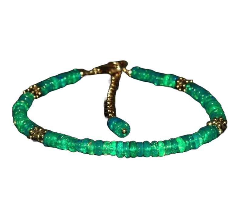 Bracelet opale éthiopienne verte et argent 925, une idée cadeau délicate