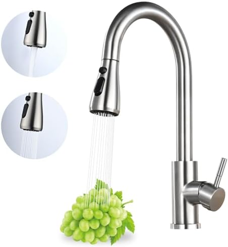 Kitchen Faucet with Pull Down Sprayer, High Arc Brushed Nickel Si...