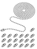 160-inch Ceiling Fan Pull Chain, Rustproof 3mm Pull Chain Extension for Ceiling Fans and Light Fixture, Beaded Ball Chain with 20 Matching Connectors (Silver)