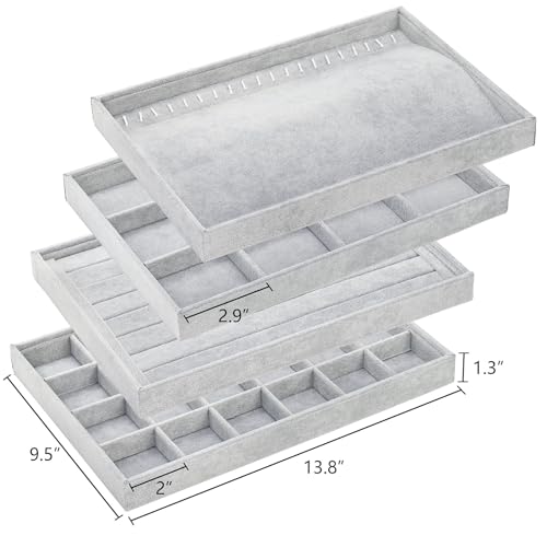 Elsjoy JEWELRY TRAY Large Jewelry Organizer Tray Gray Jewelry Storage Display Tray thumb #1