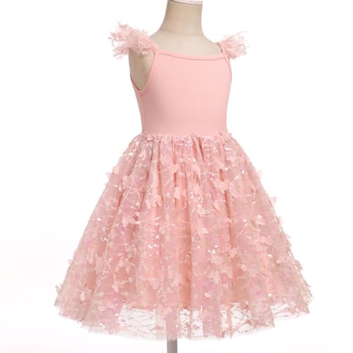 IBTOM CASTLE Toddler Girls Butterfly Dress Flutter Sleeve Princess Tulle Tutu Dress Fairy Birthday Party Summer Sundress2