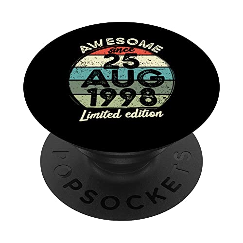 Camiseta de cumpleaños de 25 años, 25 de agosto de 1998, 25 cumpleaños PopSockets PopGrip Intercambiable