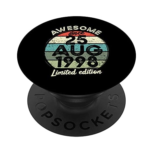 Camiseta de cumpleaños de 25 años, 25 de agosto de 1998, 25 cumpleaños PopSockets PopGrip Intercambiable