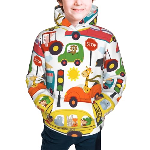 Transports with Animals Kid Hoodies Boys Sweatshirts Girls Pullover with Pocket3