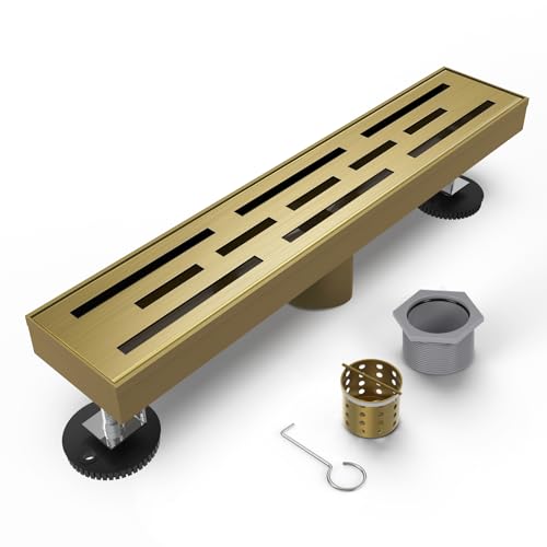HTOH Brushed Gold Linear Shower Drain 18 Inch