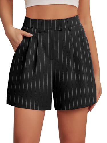Feiersi Womens Casual Elastic Waist Wide Leg Suit Tailored Shorts Summer Dressy Work...
