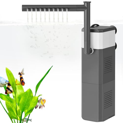 Image of 20W Large and Powerful Aquarium Filter, Adjustable Filter for 40-80Gal Fish Tank with Biochemical Sponges, Submersible Fish /Turtle Water Filters, Filtration /Oxygenation /Water Cycle 3in1 Filter