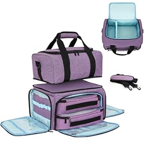 Detachable Nail Polish Organizer Bag, Double Layers Hold 70 Bottles and Nail Lamp, Portable Nail Polish Makeup Travel Case with 2 Removable Pouches, Manicure Tools Storage Pocket, Purple