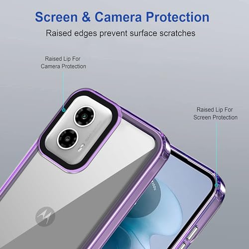 Image of amazon basics Back Case Cover for Motorola Moto G45 5G | Compatible for Motorola Moto G45 5G Back Cover | Case Cover with Camera Protection | (TPU + PC | Translucent Purple)