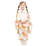 [KYOETSU] [キョウエツ] 七五三 3歳 女の子 ガールズ 着物 セット 被布 無地被布 小物 フルセット 753 (7.淡彩花舞, 90-100cm)