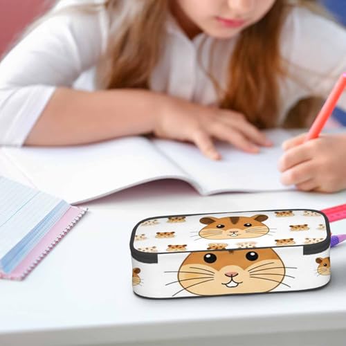 Image of Hamster Pencil Holder Bag Yellow Guinea Pig Funny Animal Mini Rodents Pencil Case College Office School for Teens Boy Girl