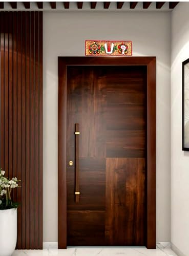 Image of FLAIMYST Shank Chakra Tilak for Door Entrance in Aluminium Metal, Tirupati Door Wall Hanging Shankh Chakra Namah Decorative for Home, Office, Room, Religious House Warming (Copper Multicolor)