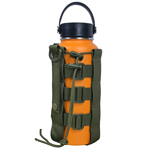 Fyelo Molle Water Bottle Holder Tactical Pouches Adjustable 16-76 oz Enhanced Dual Pockets Multi Use for Outdoor Sports Fit for Backpack/Vest/Belt/Shoulder Strap (Black, Brown, Green)