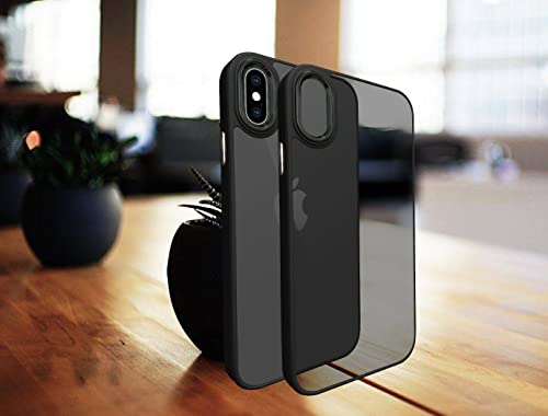 Image of A rtistque Frosted Translucent Back Cover Case for iPhone Xs /iPhone X | Electroplated Chrome Ring | Raised Camera Edges for Protection | Smooth Sides TPU - Black