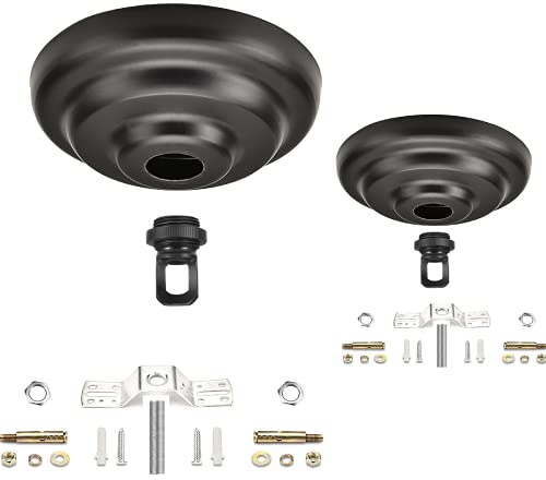 Image of Sangle Soppfy Vingage Canopy Kit and Pendant Light Fixture Chain for Chandelier or Swag Light Fixtures,Maximum Weight of 60 Pounds, 6 feet,Heavy Duty,5 Inches Diameter (Black - 2 Set)