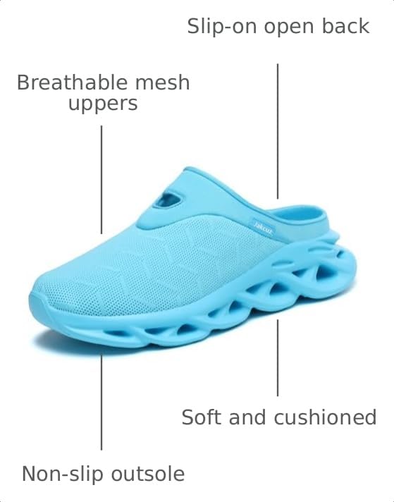 Image of Jakcuz Men Slip On Mules Lightweight Open Back Sneakers Breathable Walking Shoes
