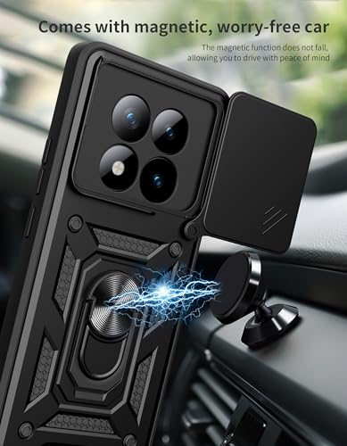 Image of Tough Armor Bumper Back Cover Case for Mi Redmi Note 15 Pro Plus 5G | Sliding Camera Cover, Kickstand & Ring Holder 360 Degree Protection Back Cover for Redmi Note 15 Pro Plus 5G - Black
