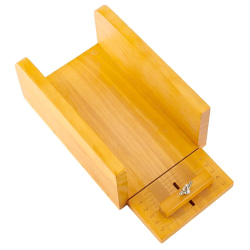 PH PandaHall Wooden Soap Cutting Box, Soap Loaf Cutter Soap Cutter Adjustable Wood Soap Cutting Tool Soap Trimming for DIY Handmade Soap Making, Candles Trimming, Orange Color, 26x13x9cm