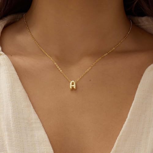 Initial Necklaces for Women Bubble Gold Silver Letter Necklace Dainty Personalized Charm Pendant Name Necklace Cute Non Tarnish Fashion Accessories Teen Gift Trendy Stuff Jewelry Gifts2