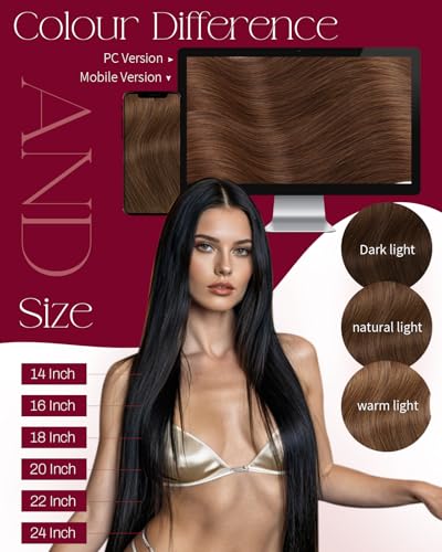 Image of Moresoo Human Hair Weft Extensions Sew in, Light Brown, 20 Inch 100g | Soft Remy human hair adds balanced length, suited to beach waves, weddings, vacation dinners and event-ready looks
