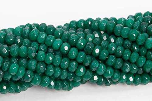 Antique Creation 13 Inch (String 2) Forest Green Jade 3-4 MM Round Shape Faceted Beads for Jewellery Making, Beading & Craft Supplies (Multicolor) | AC_Bead-04893_2