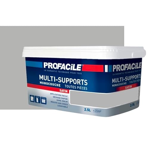 PROFACILE Peinture intérieure multi-supports, satin, murs, plafonds, boiseries, radiateurs, sans odeur, plusieurs teintes 2.5 litres
