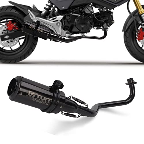Kajimotor Motorcycle Full Exhaust Slip On Muffler Silencer Tail Link Midpipe Header With Removable Db Killer For Honda Grom 125 Msx125 2013 2014 2015 2016 2017 2018 2019 2020 2021 2022 Black #TOP9