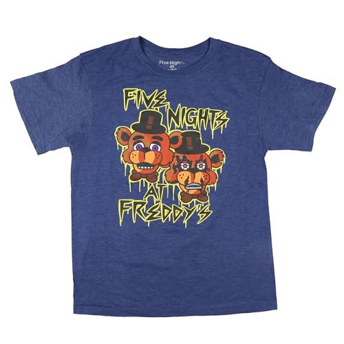Five Nights At Freddys Shirt Big Boys Drip Withered Freddy Short Sleeve Top (Medium) Heather Blue