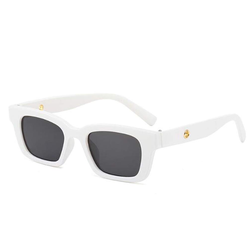 Womens Square Black UV Protection Sunglasses Mens Driving Glasses Small Frame Glasses White Frame Gray Flakes