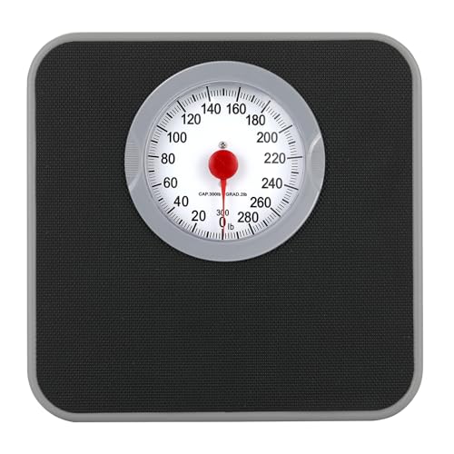 ONGTEED Analog Scale for Body Weight, Mechanical Bathroom Scale, 300lb Analog Weight Scale, Dial Scale with Wider and Thicker Anti-Slip Platform, Simple Calibration, No Battery Required