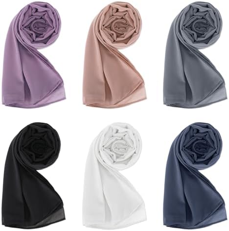 6 Pack Hijab Scarf for Women Muslim Scarf for Women, Soft Head Wrap for Daily Wear and Mod...