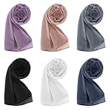 MeOuXvf 6 Pack Hijab Scarf for Women Muslim Scarf for Women, Soft Head Wrap for Daily Wear and Modest Fashion Chiffon Solid Color Lightweight Long Shawl