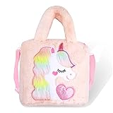 Abhay Pink Plush Unicorn Kids Tote Bag Fashion,Kids Bag for Girls, Crossbody Bag Toddler Bag for Girls Unicorn Party Supplies (Pink)