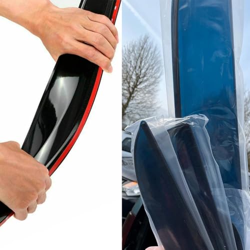 JHCHAN Windabweiser für Toyota Hilux 2016-2026 Doppelkabine | Stick-on Regenabweiser Fensterdeflektor | Autofenster Sonnen-&Regenschutz | Aerodynamisch & Geräuschreduzierung | Dark Smoke Acryl 4 Set
