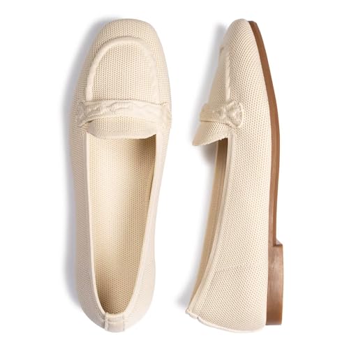 Image of Frank Mully Women's Loafer Flats Square Toe Comfortable Office Work Shoes, Cute Penny Loafer Slip On Walking Driving Shoes