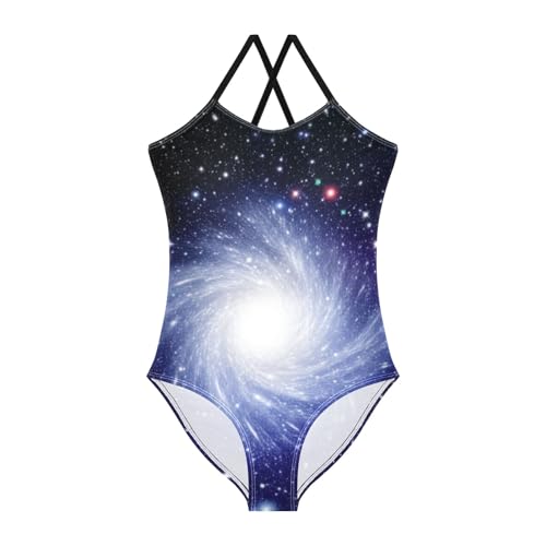 CHIFIGNO Star Space Galaxy Kids Swim Suits for Girls Quick Dry Crossback One Piece Swimsuit Kids 3T