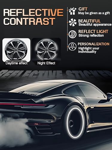 Image of 20PCS Reflective Car Stickers for Outside of Car Durable Car Decals for Men High Visibility Car Decal Stickers Easy Application Reflective Design (White)