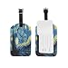 Van Gogh Painting Starry Night Luggage Tags Pu Leahter Business Card Holder Microfiber Airplane Suitcase Labels Waterproof Travel Bag Labels