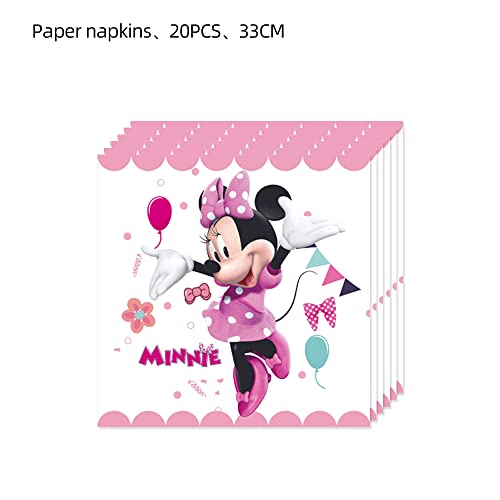 Chezmax 41Pcs Minnie Mickey Mouse Party Supplies 20 Plates + 20 Napkin + 1Tablecloth Minnie Mickey Mouse Birthday Party Decorations, For Girl And Boy (41Pcs) #TOP3