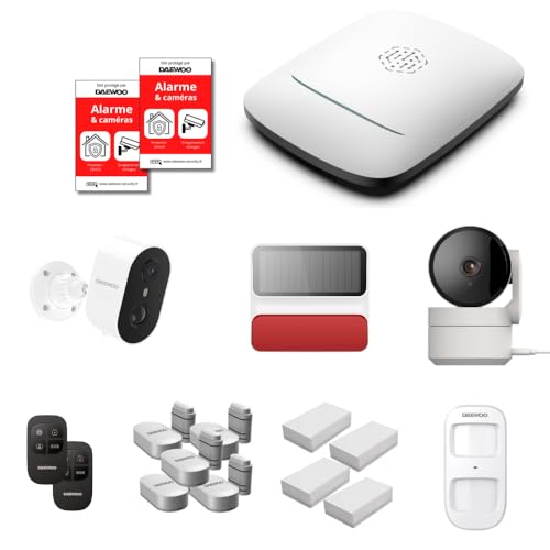 Daewoo - Pack Alarme Maison sans Fil Elite (Zenguard) - Centrale PA501Z - Kit Comprenant 13 Accessoires + 1 Caméra Autonome Extérieure & 1 Intérieure -...